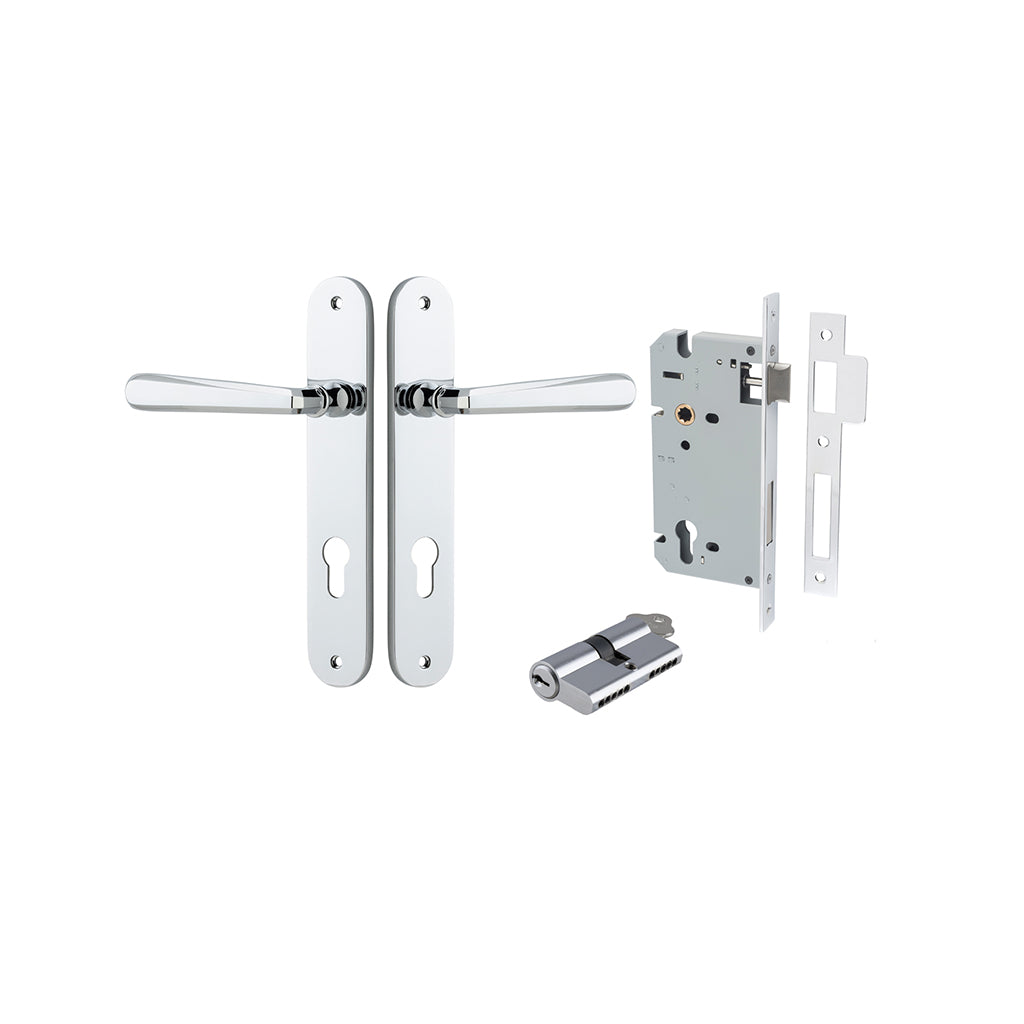 Copenhagen Lever - Oval Backplate Polished Chrome / Entrance / Entrance Kit Dual Function (Key-Key)