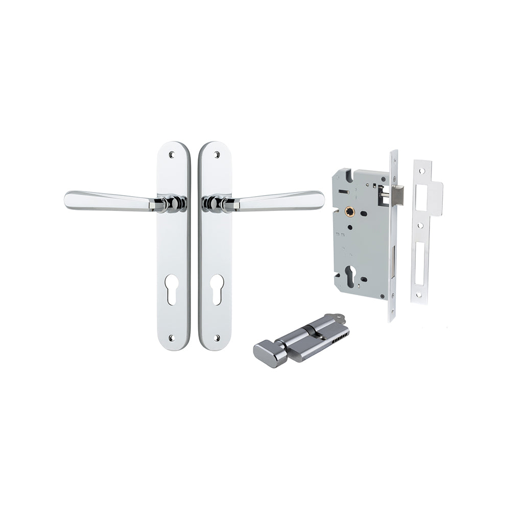 Copenhagen Lever - Oval Backplate Polished Chrome / Entrance / Entrance Kit (Key-Thumb)