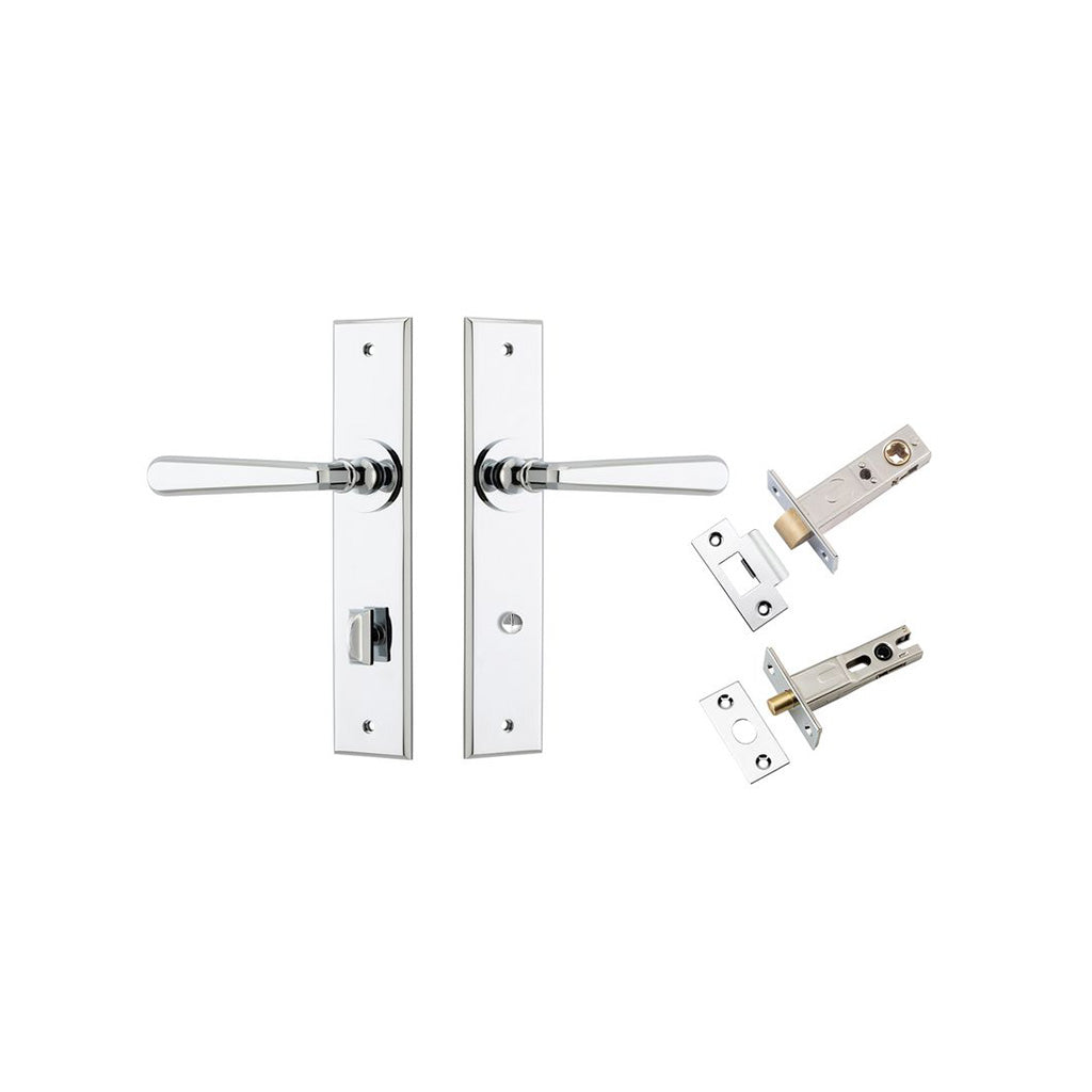 Copenhagen Lever - Chamfered Backplate Polished Chrome / Privacy / Separate Privacy Kit