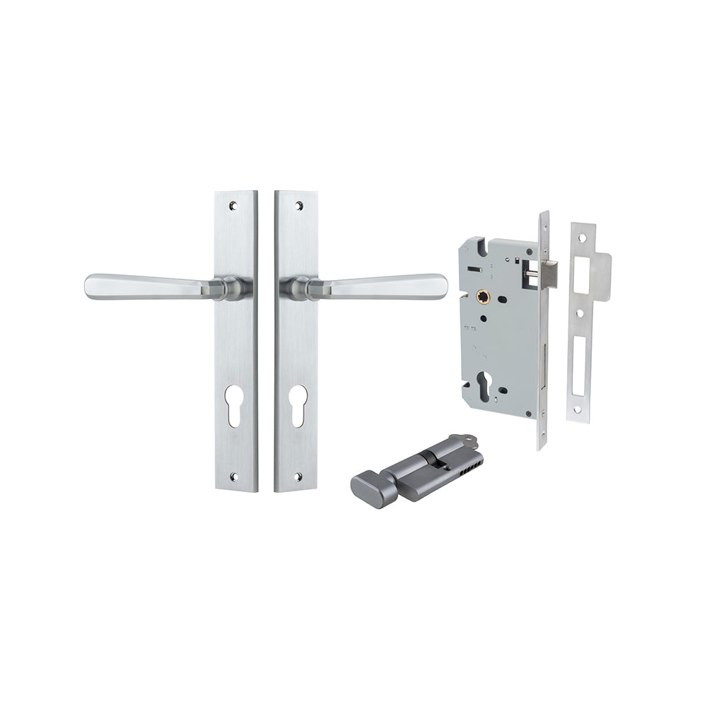Copenhagen Lever - Rectangular Backplate Brushed Chrome / Entrance / Entrance Kit (Key-Thumb)