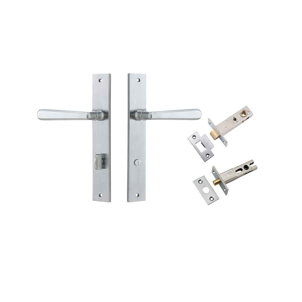 Copenhagen Lever - Rectangular Backplate Brushed Chrome / Privacy / Separate Privacy Kit