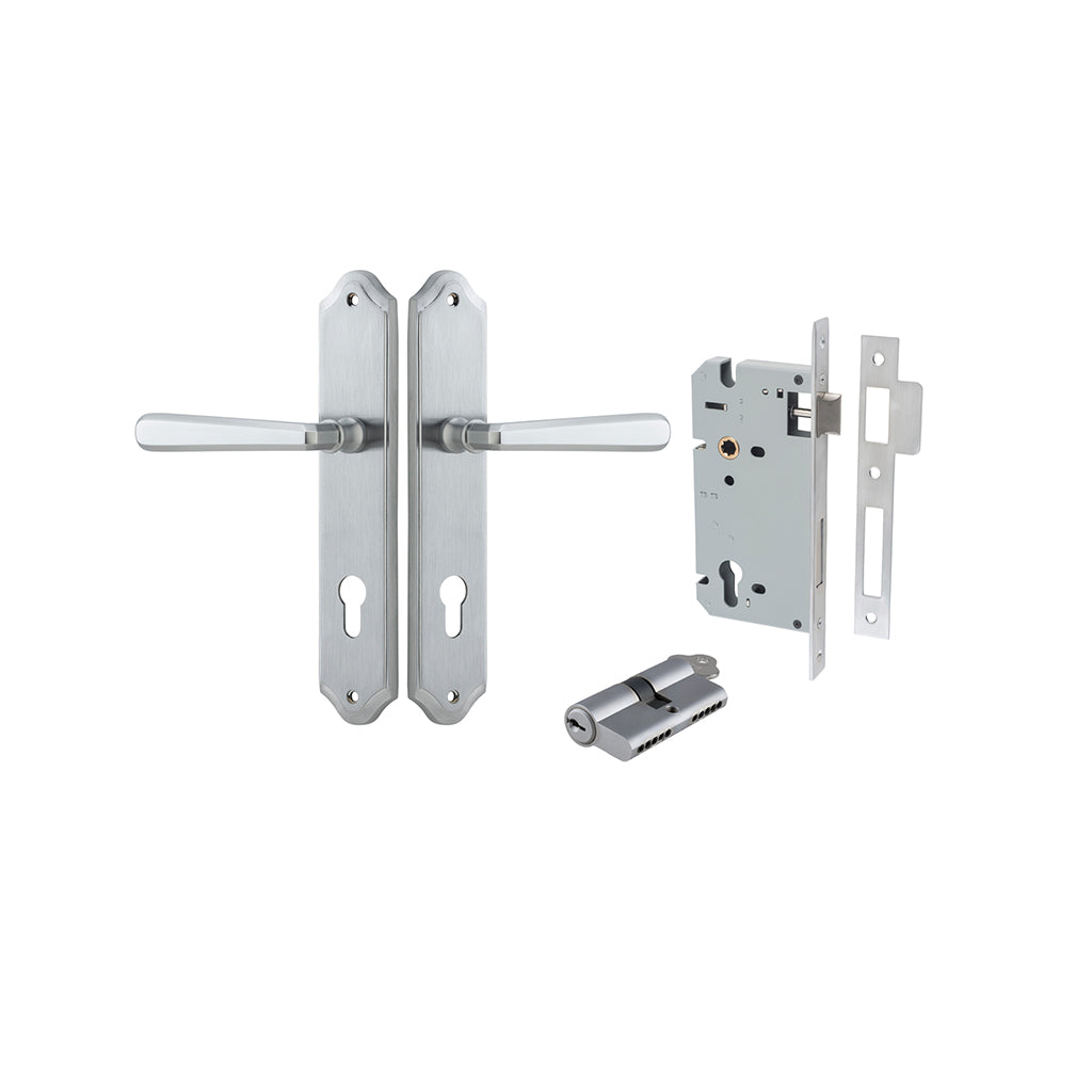 Copenhagen Lever - Shouldered Backplate Brushed Chrome / Entrance / Entrance Kit Dual Function (Key-Key)