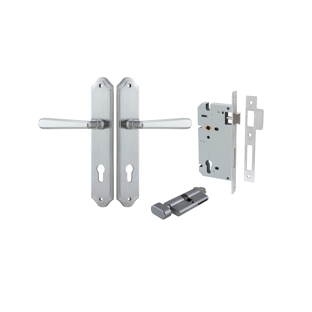 Copenhagen Lever - Shouldered Backplate Brushed Chrome / Entrance / Entrance Kit (Key-Thumb)