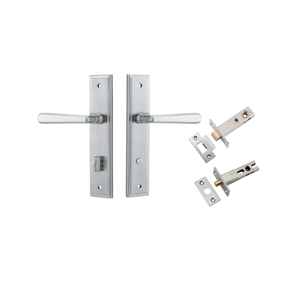 Copenhagen Lever - Stepped Backplate Brushed Chrome / Privacy / Separate Privacy Kit
