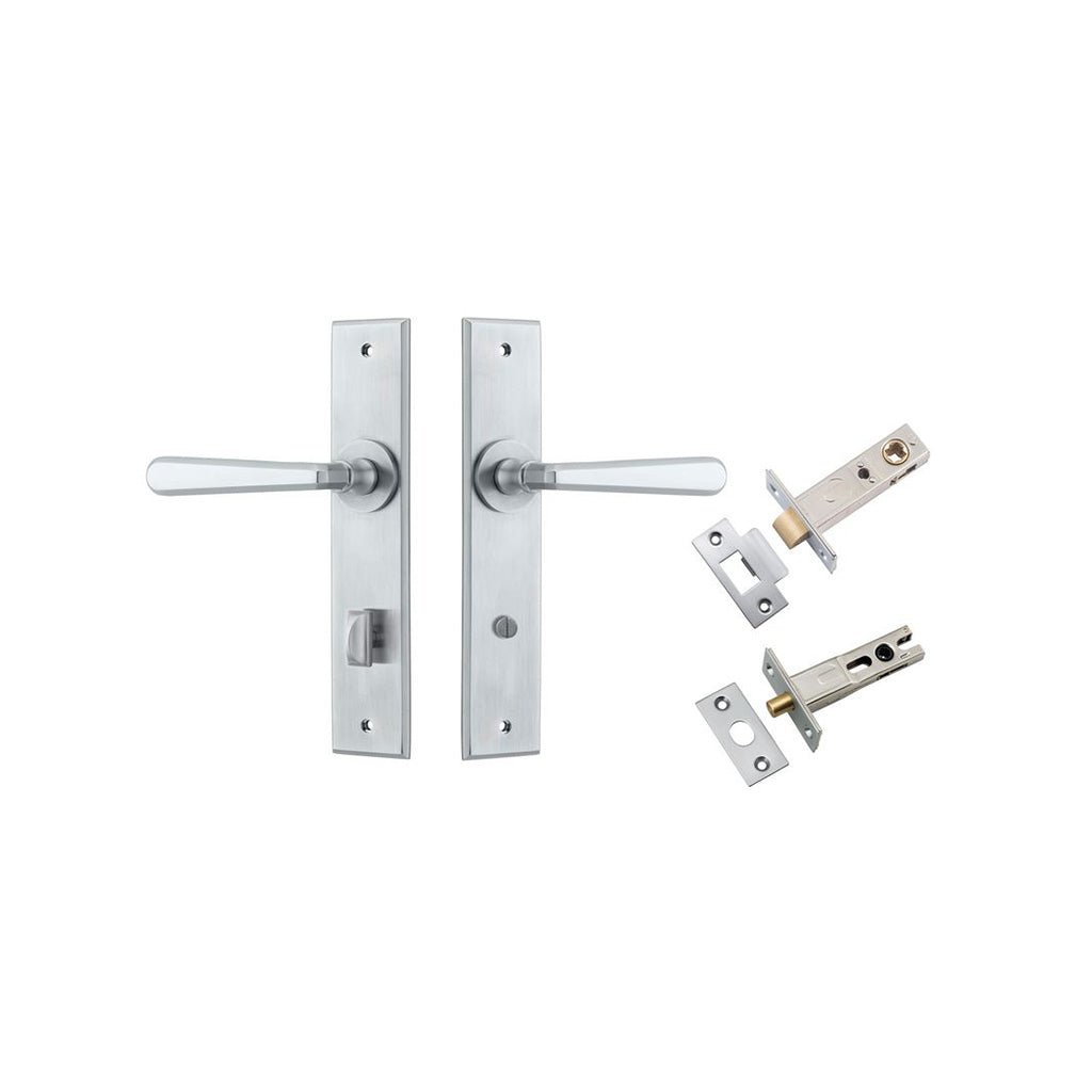 Copenhagen Lever - Chamfered Backplate Brushed Chrome / Privacy / Separate Privacy Kit