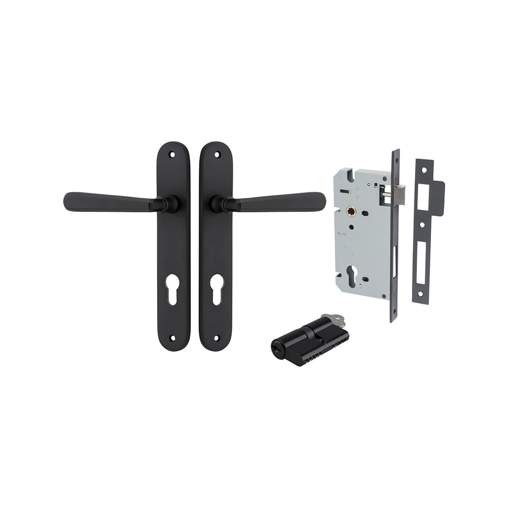 Copenhagen Lever - Oval Backplate Matt Black / Entrance / Entrance Kit Dual Function (Key-Key)
