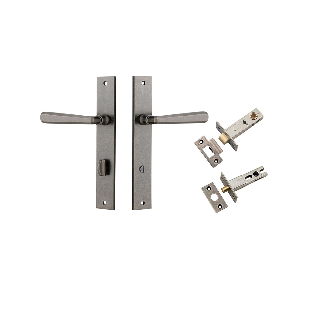 Copenhagen Lever - Rectangular Backplate Distressed Nickel / Privacy / Separate Privacy Kit