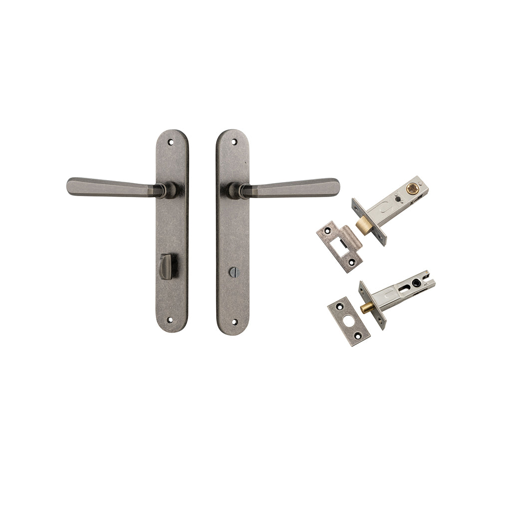 Copenhagen Lever - Oval Backplate Distressed Nickel / Privacy / Separate Privacy Kit