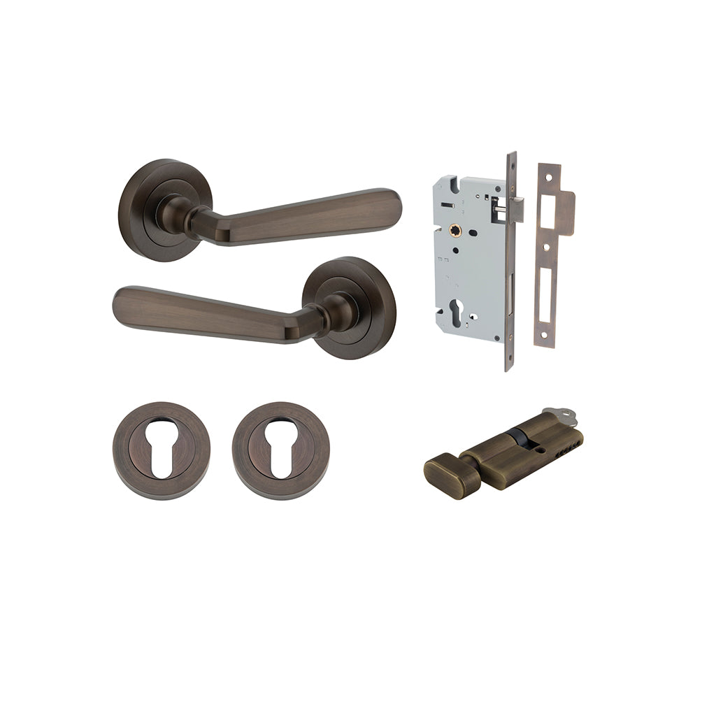 Copenhagen Lever - Round Rose Signature Brass / Entrance / Entrance Kit (Key-Thumb)
