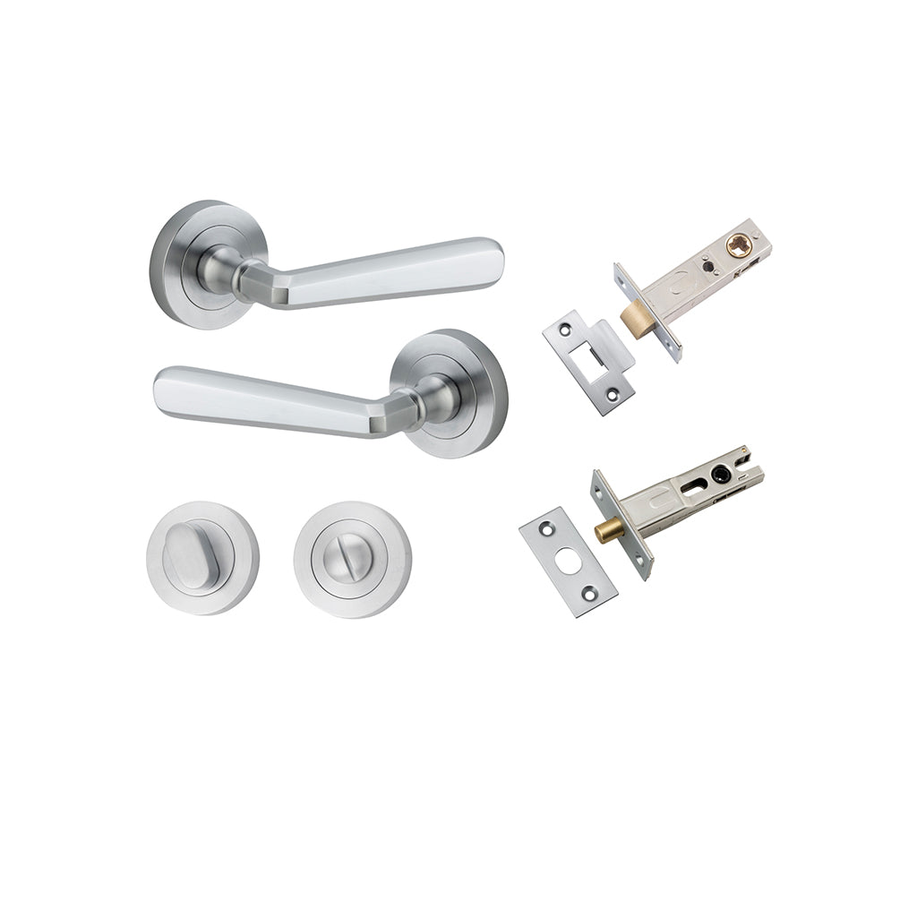 Copenhagen Lever - Round Rose Brushed Chrome / Privacy / Separate Privacy Kit