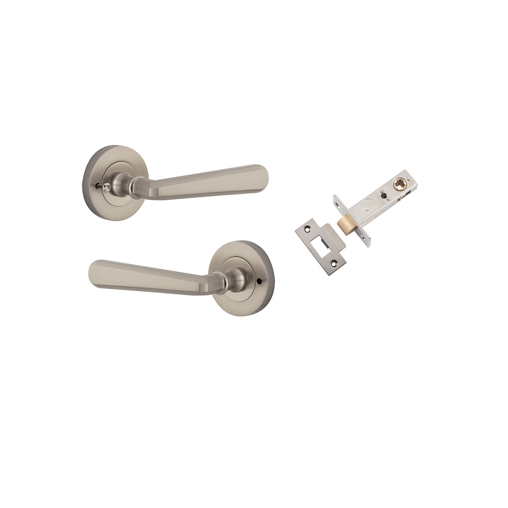 Copenhagen Lever - Round Rose Satin Nickel / Privacy / Inbuilt Privacy Kit