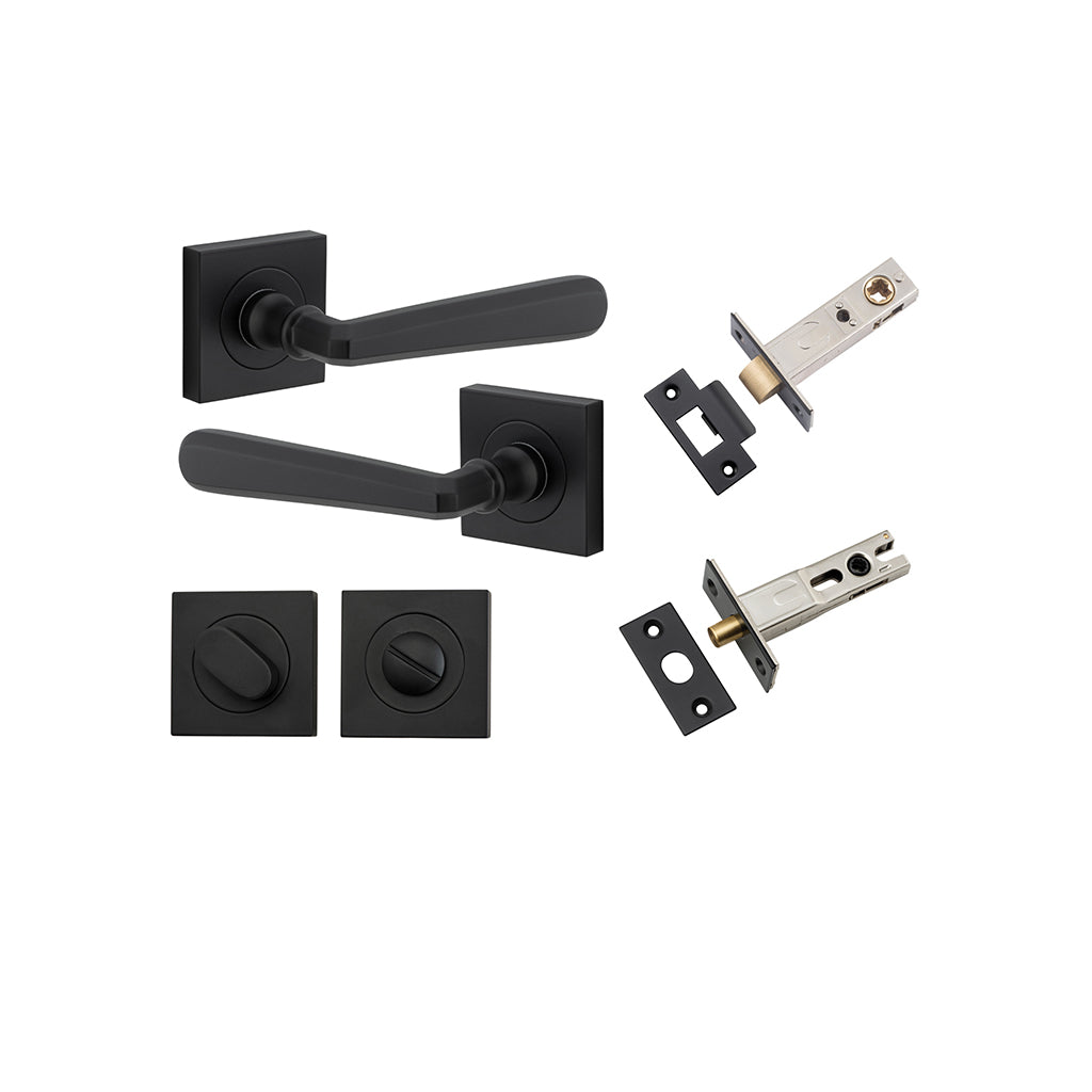 Copenhagen Lever - Square Rose Matt Black / Privacy / Separate Privacy Kit
