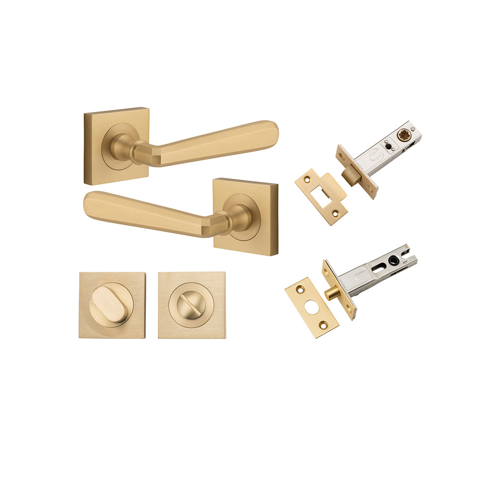 Copenhagen Lever - Square Rose Brushed Brass / Privacy / Separate Privacy Kit