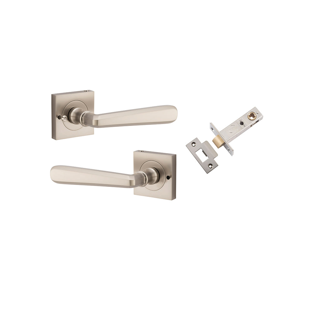 Copenhagen Lever - Square Rose Satin Nickel / Privacy / Inbuilt Privacy Kit