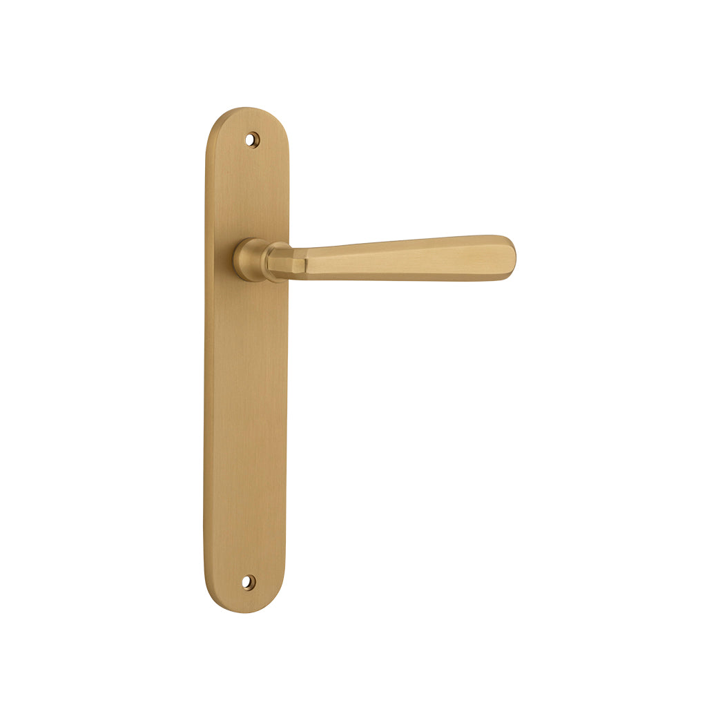 Copenhagen Lever - Oval Backplate Brushed Brass / Passage / Lever Set Only