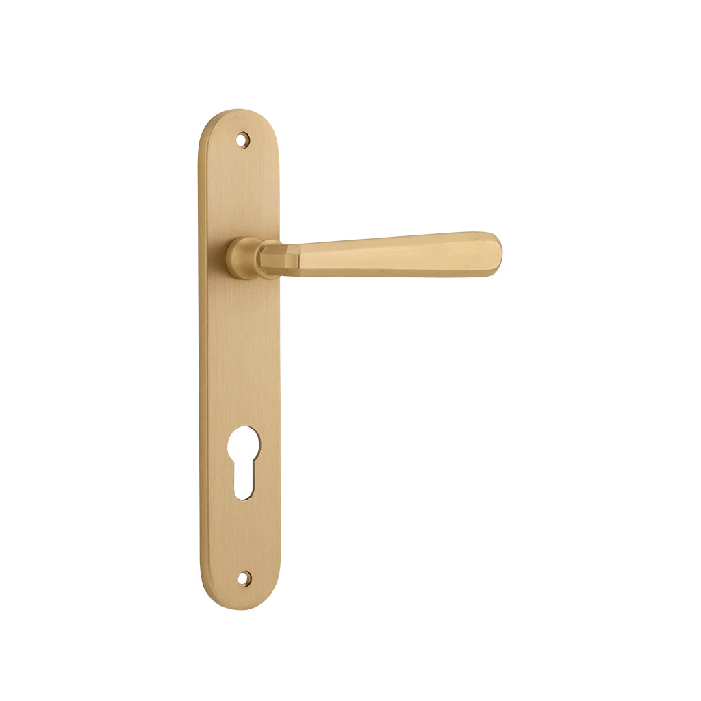 Copenhagen Lever - Oval Backplate Brushed Brass / Entrance / Lever Set Only