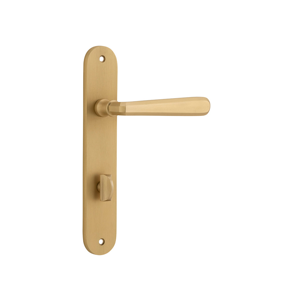 Copenhagen Lever - Oval Backplate Brushed Brass / Privacy / Lever Set Only
