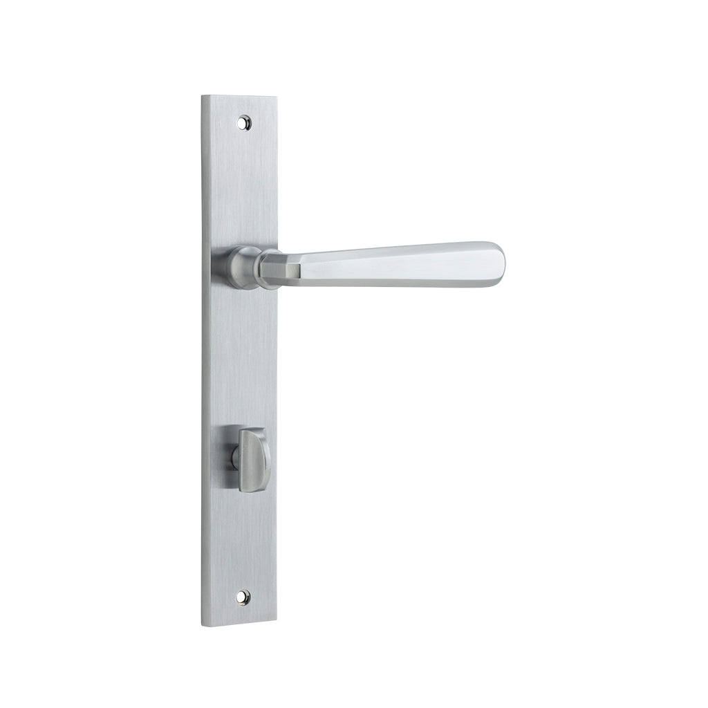 Copenhagen Lever - Rectangular Backplate Brushed Chrome / Privacy / Lever Set Only