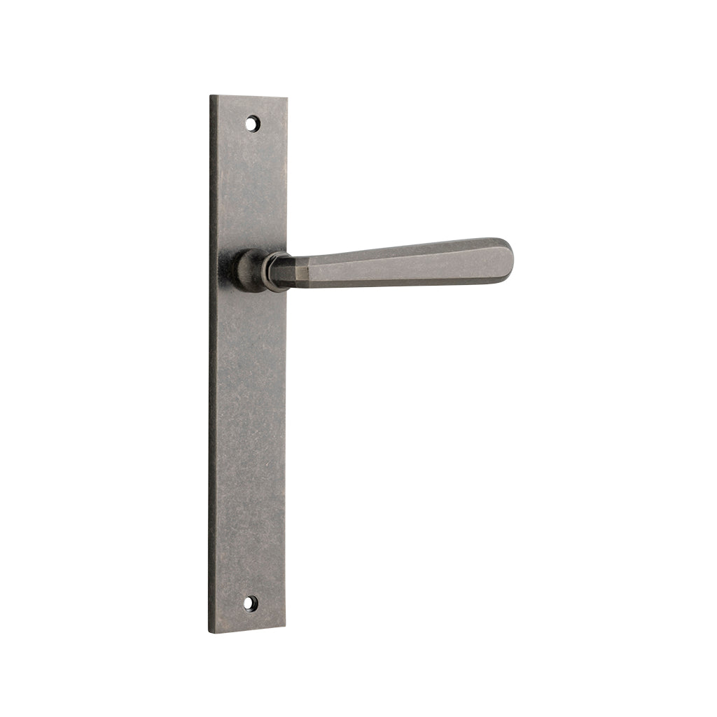 Copenhagen Lever - Rectangular Backplate Distressed Nickel / Passage / Lever Set Only