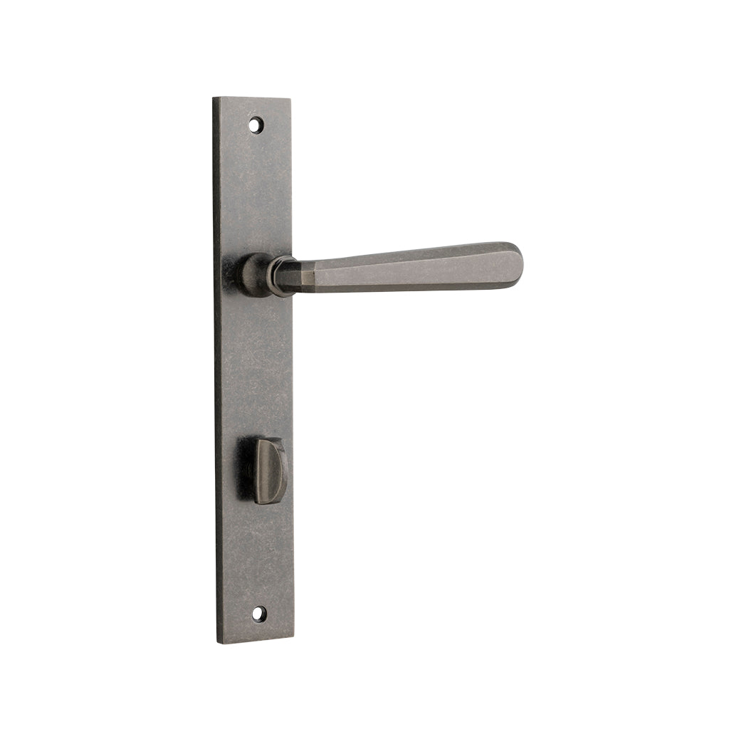 Copenhagen Lever - Rectangular Backplate Distressed Nickel / Privacy / Lever Set Only