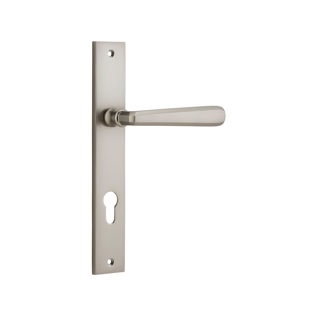 Copenhagen Lever - Rectangular Backplate Satin Nickel / Entrance / Lever Set Only