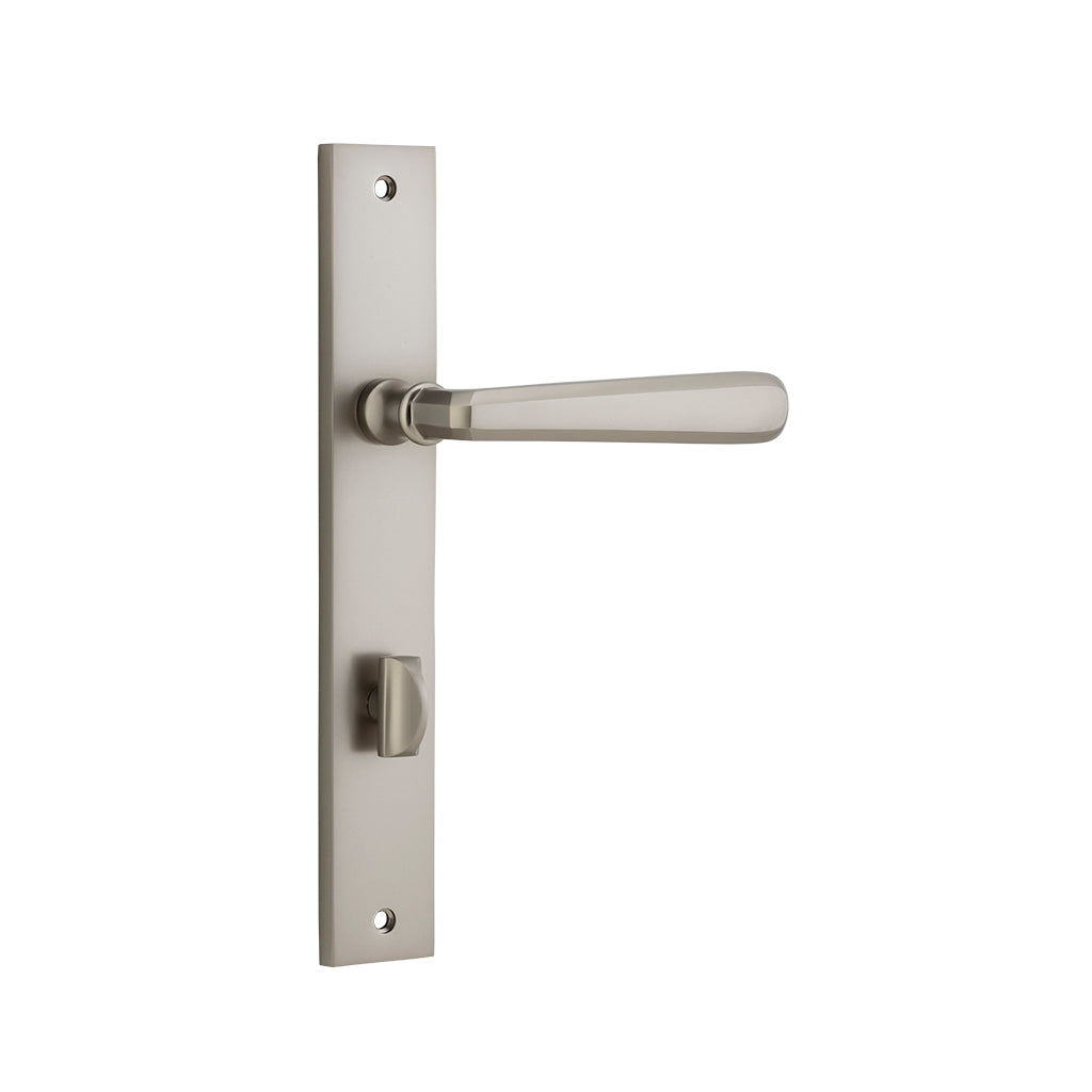 Copenhagen Lever - Rectangular Backplate Satin Nickel / Privacy / Lever Set Only