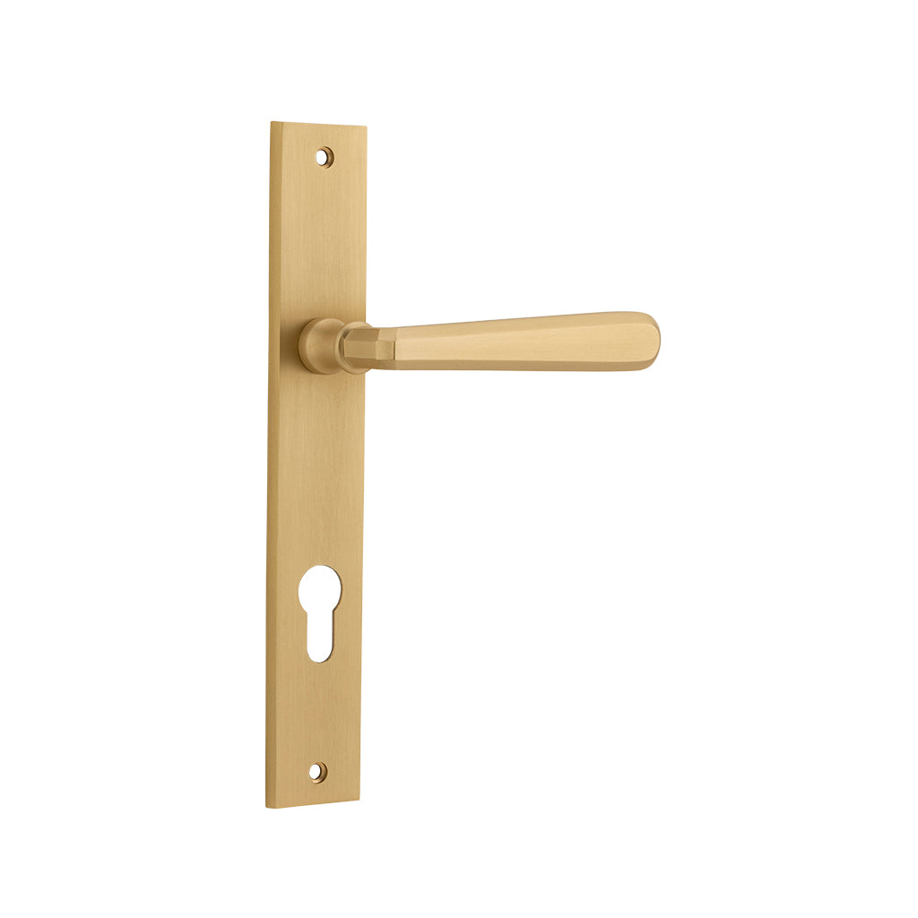 Copenhagen Lever - Rectangular Backplate Brushed Brass / Entrance / Lever Set Only