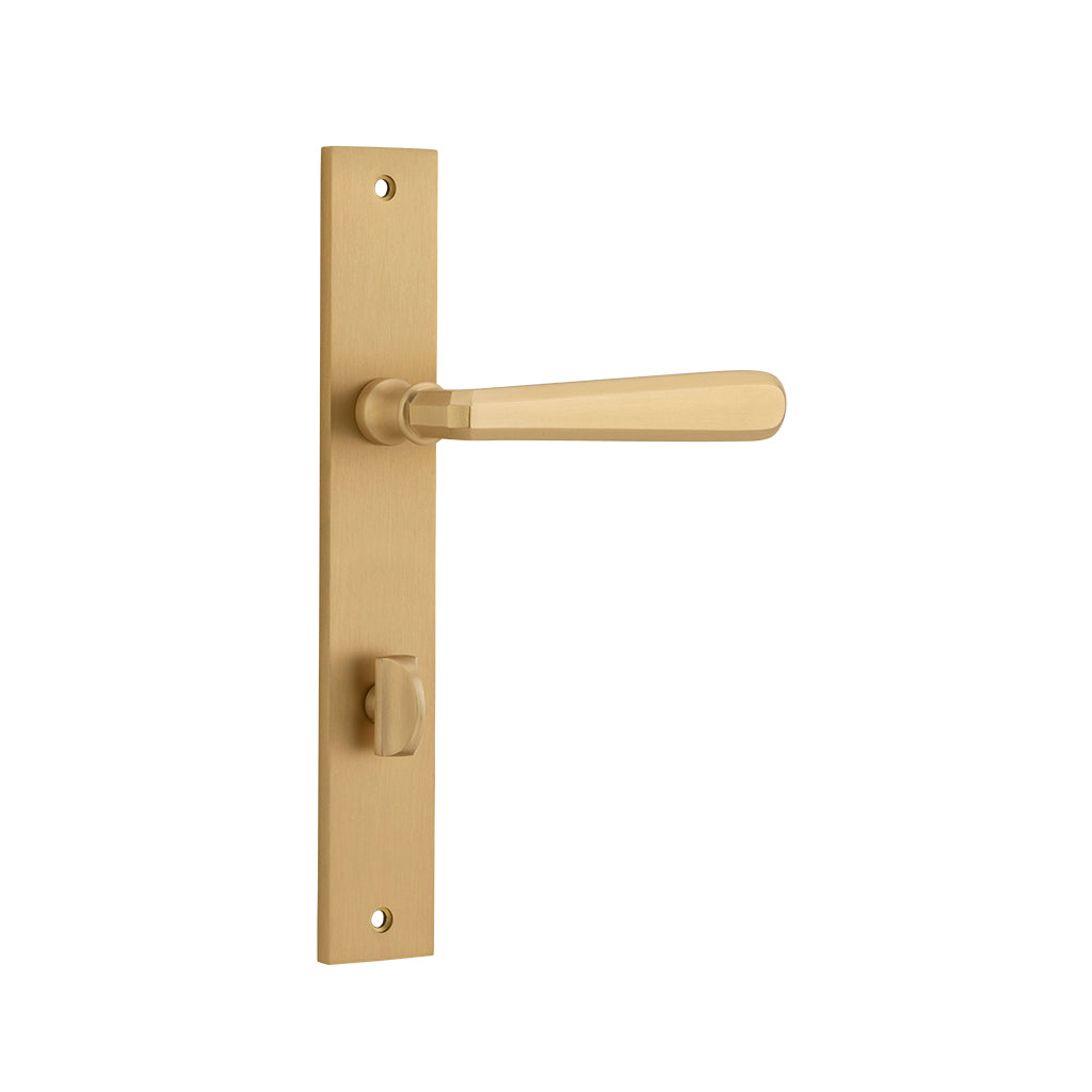 Copenhagen Lever - Rectangular Backplate Brushed Brass / Privacy / Lever Set Only