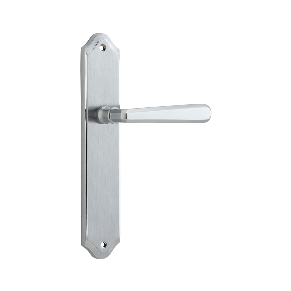 Copenhagen Lever - Shouldered Backplate Brushed Chrome / Passage / Lever Set Only