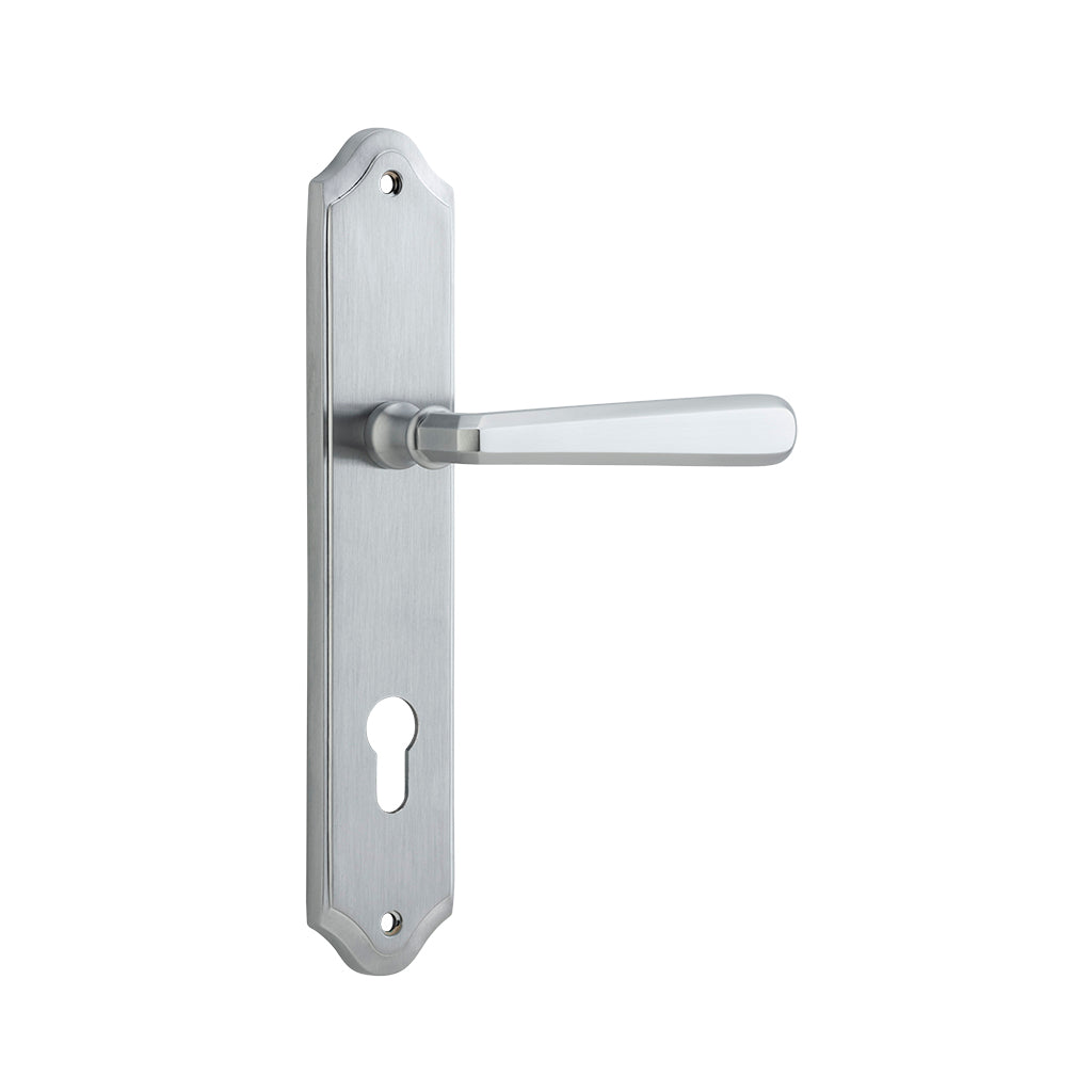 Copenhagen Lever - Shouldered Backplate Brushed Chrome / Entrance / Lever Set Only