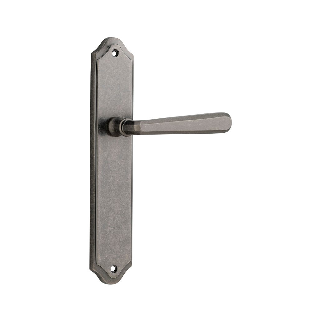Copenhagen Lever - Shouldered Backplate Distressed Nickel / Passage / Lever Set Only