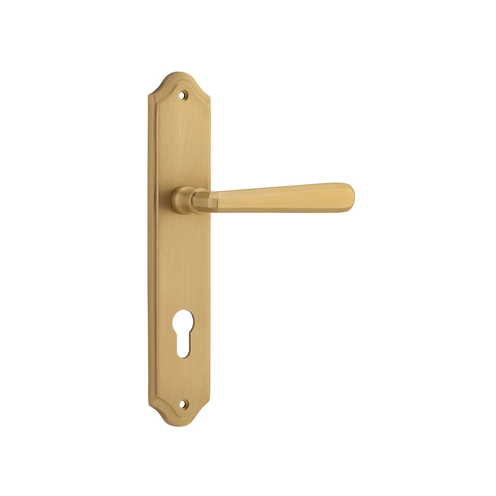 Copenhagen Lever - Shouldered Backplate Brushed Brass / Entrance / Lever Set Only