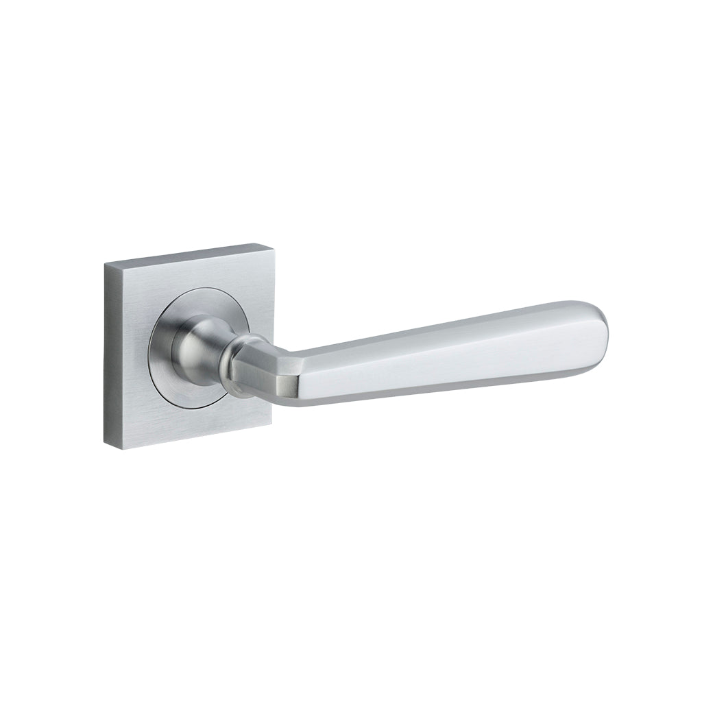 Copenhagen Lever - Square Rose Brushed Chrome / Passage / Lever Set Only