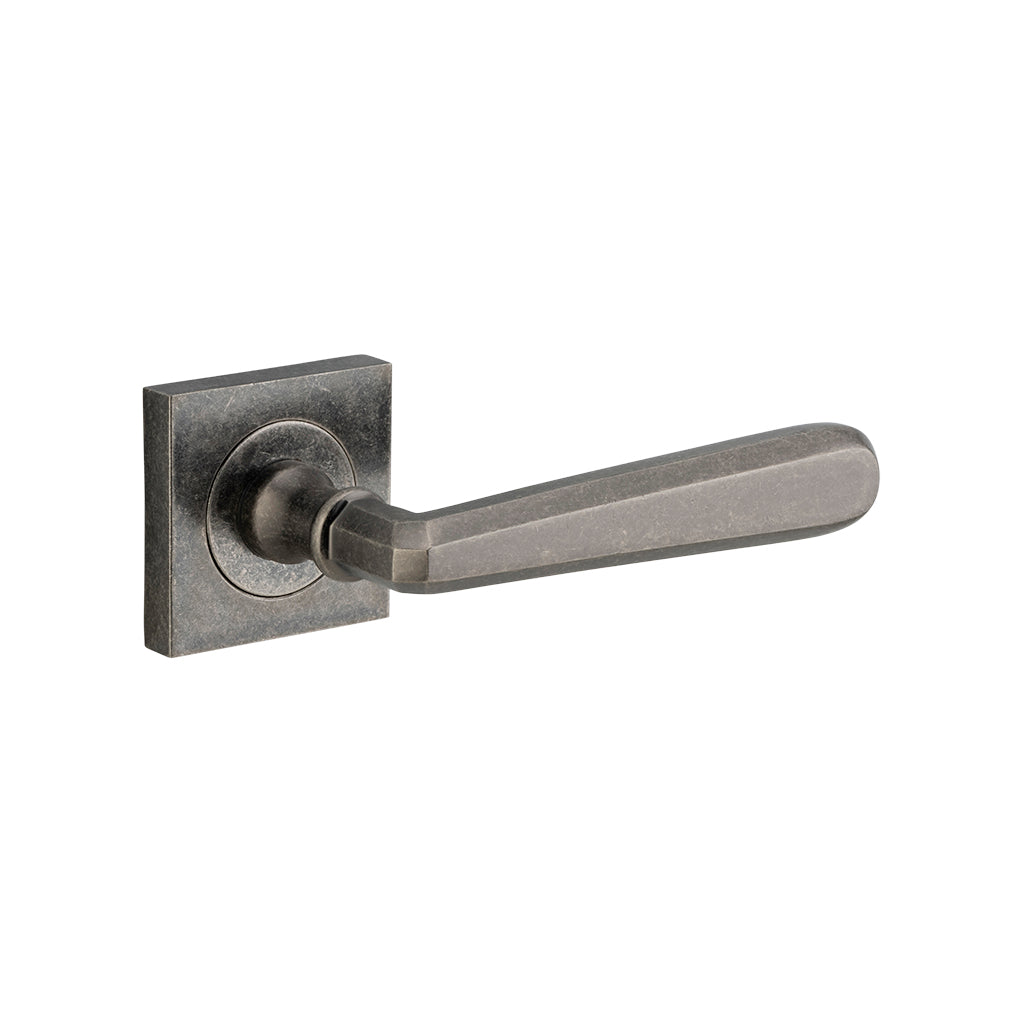 Copenhagen Lever - Square Rose Distressed Nickel / Passage / Lever Set Only