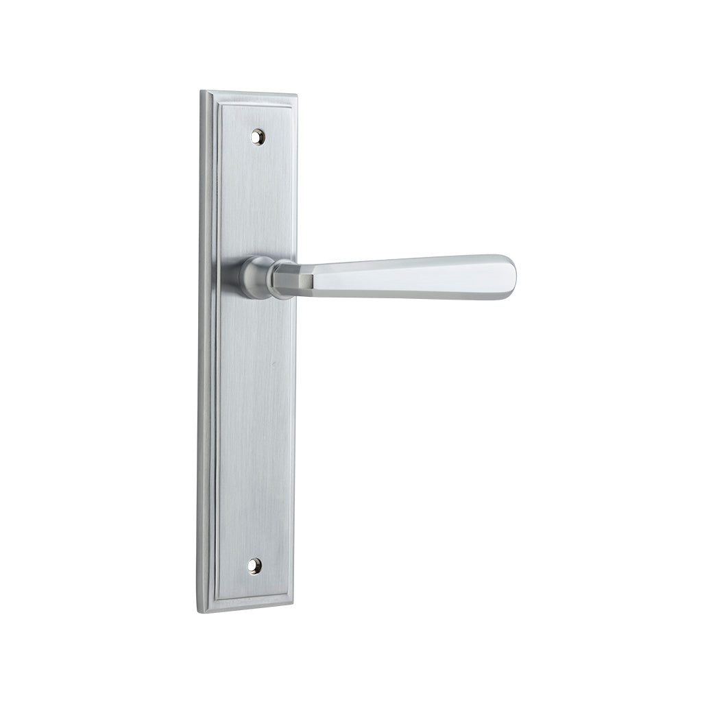 Copenhagen Lever - Stepped Backplate Brushed Chrome / Passage / Lever Set Only