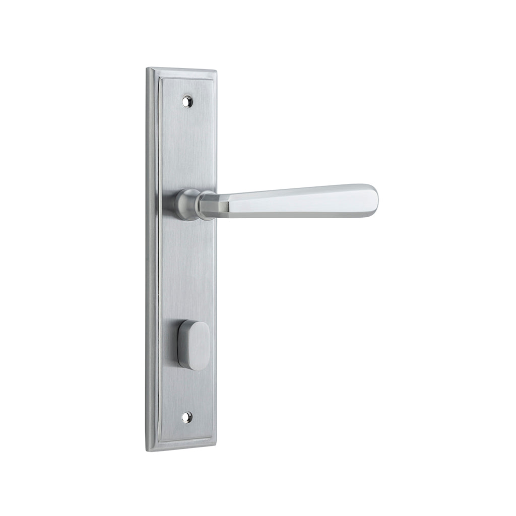 Copenhagen Lever - Stepped Backplate Brushed Chrome / Privacy / Lever Set Only