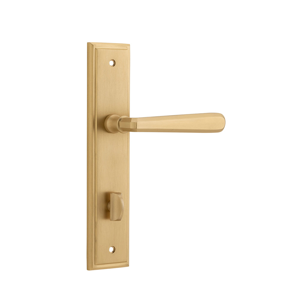 Copenhagen Lever - Stepped Backplate Brushed Brass / Privacy / Lever Set Only