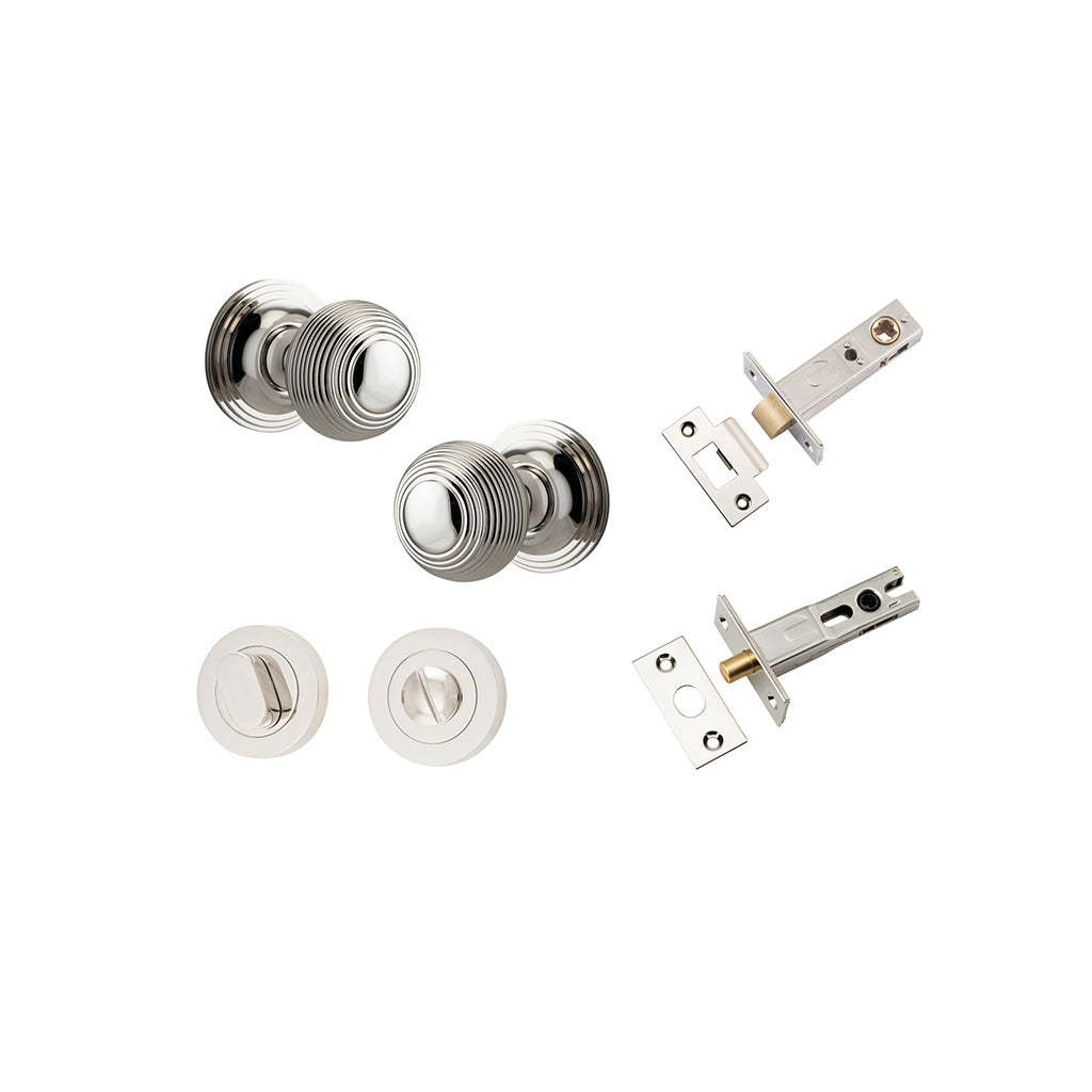 Guildford Knob - Round Rose Polished Nickel / Privacy / Separate Privacy Kit