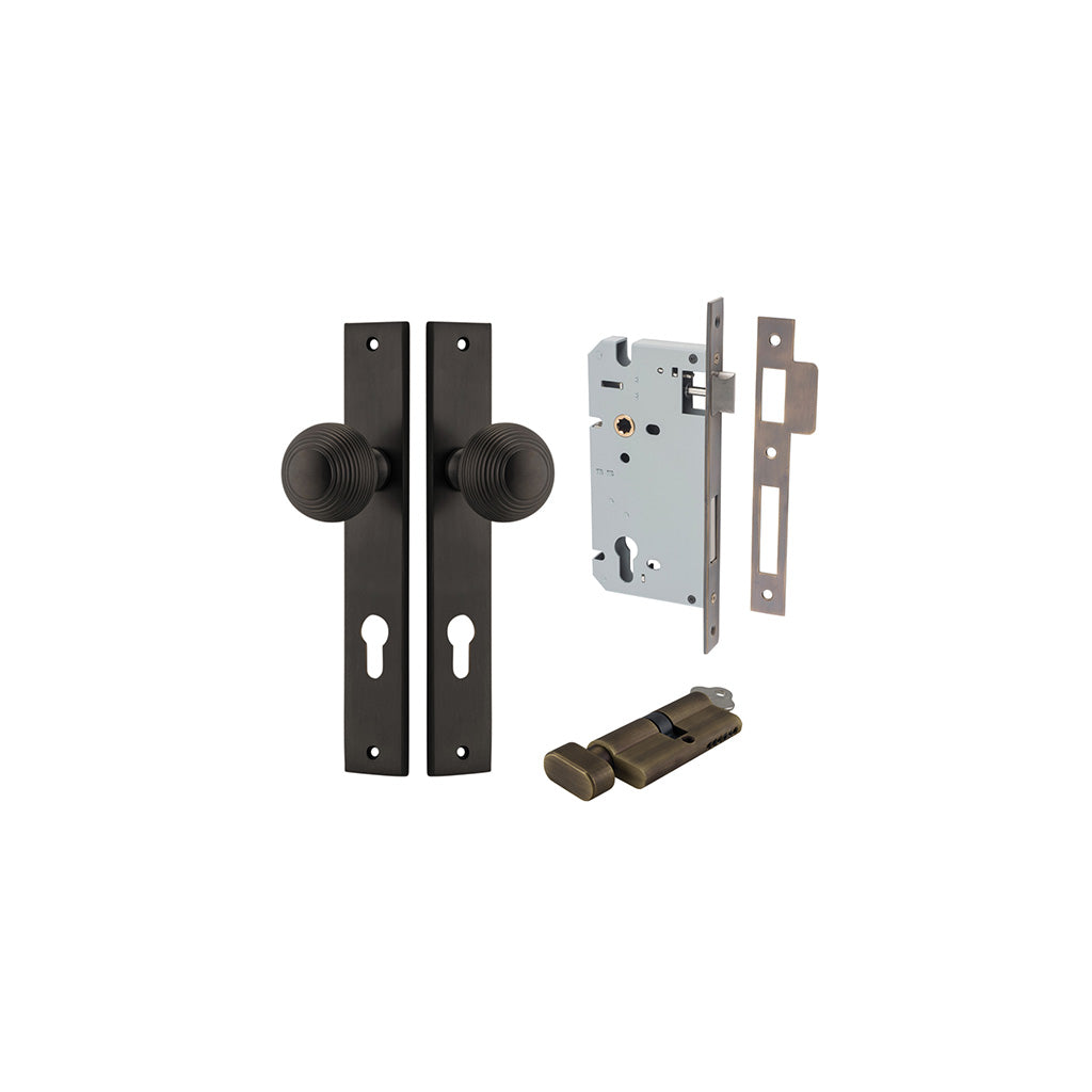Guildford Knob - Rectangular Backplate Signature Brass / Entrance / Entrance Kit (Key-Thumb)