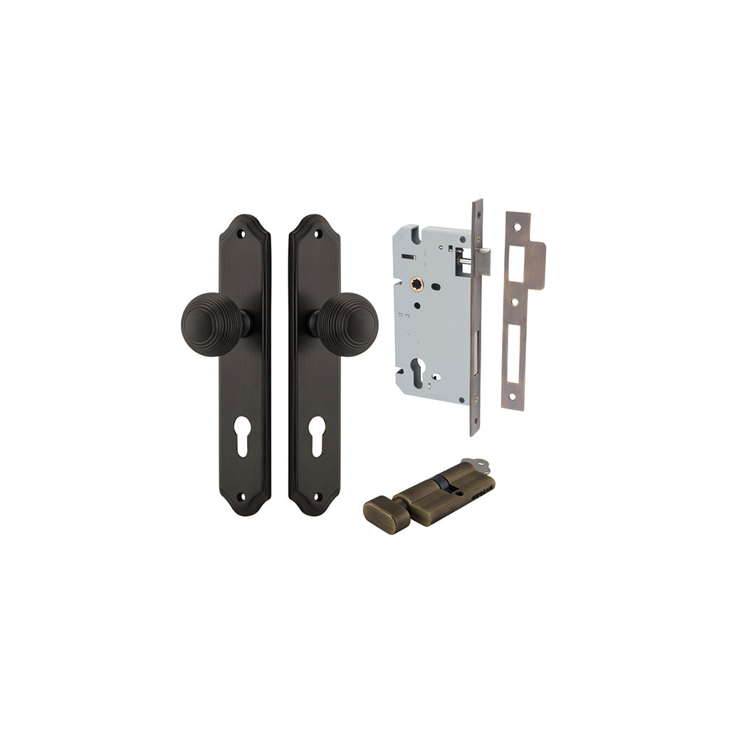 Guildford Knob - Shouldered Backplate Signature Brass / Entrance / Entrance Kit (Key-Thumb)