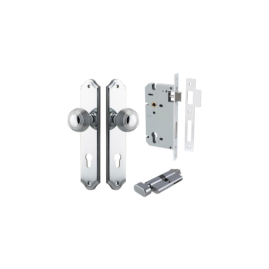 Guildford Knob - Shouldered Backplate Polished Chrome / Entrance / Entrance Kit (Key-Thumb)