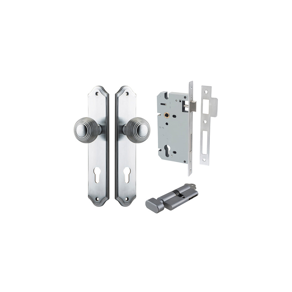 Guildford Knob - Shouldered Backplate Brushed Chrome / Entrance / Entrance Kit (Key-Thumb)