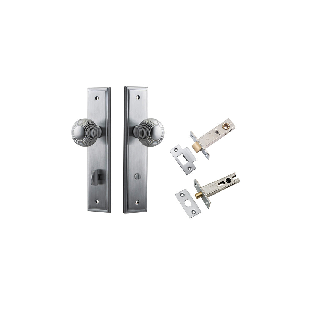 Guildford Knob - Stepped Backplate Brushed Chrome / Privacy / Separate Privacy Kit