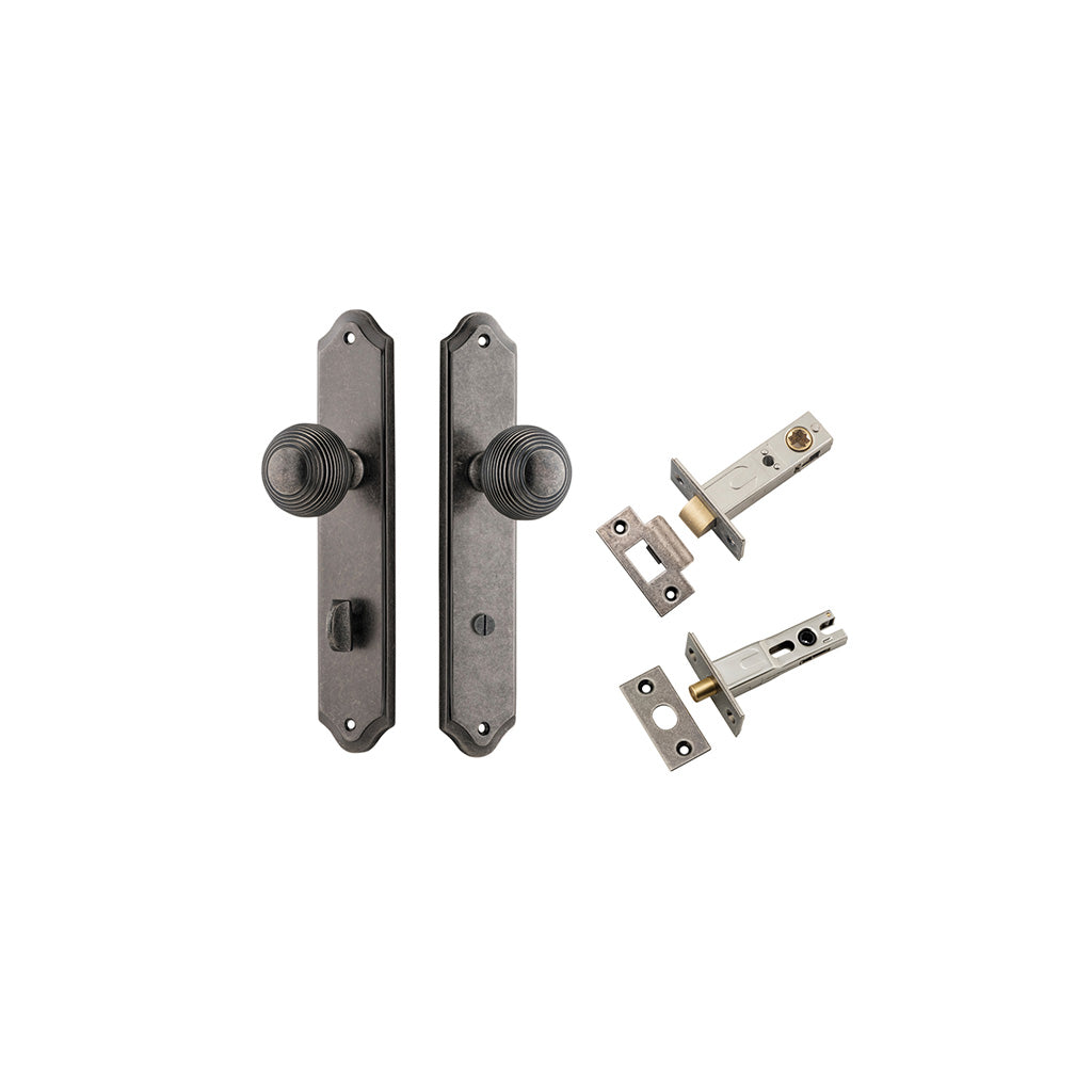 Guildford Knob - Shouldered Backplate Distressed Nickel / Privacy / Separate Privacy Kit