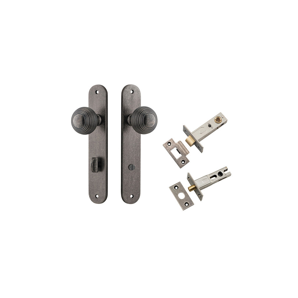 Guildford Knob - Oval Backplate Distressed Nickel / Privacy / Separate Privacy Kit