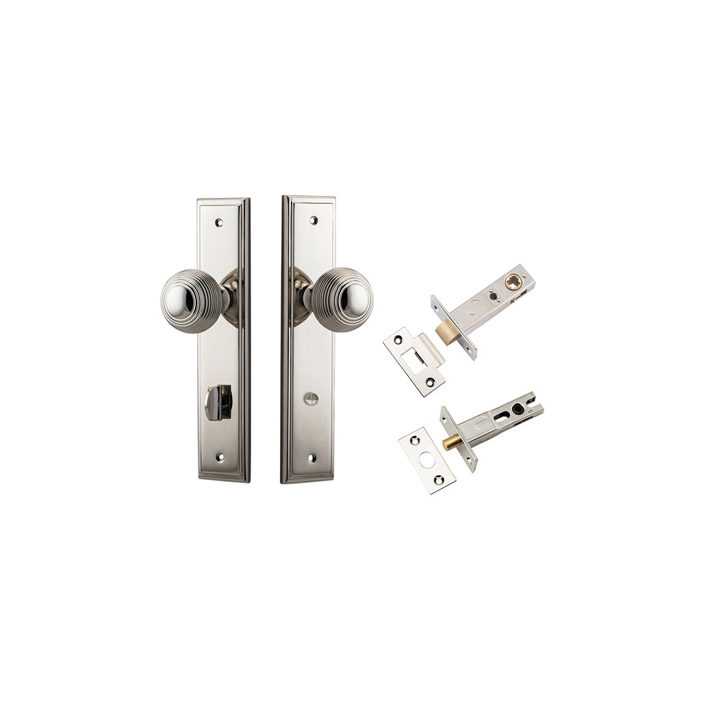 Guildford Knob - Stepped Backplate Polished Nickel / Privacy / Separate Privacy Kit