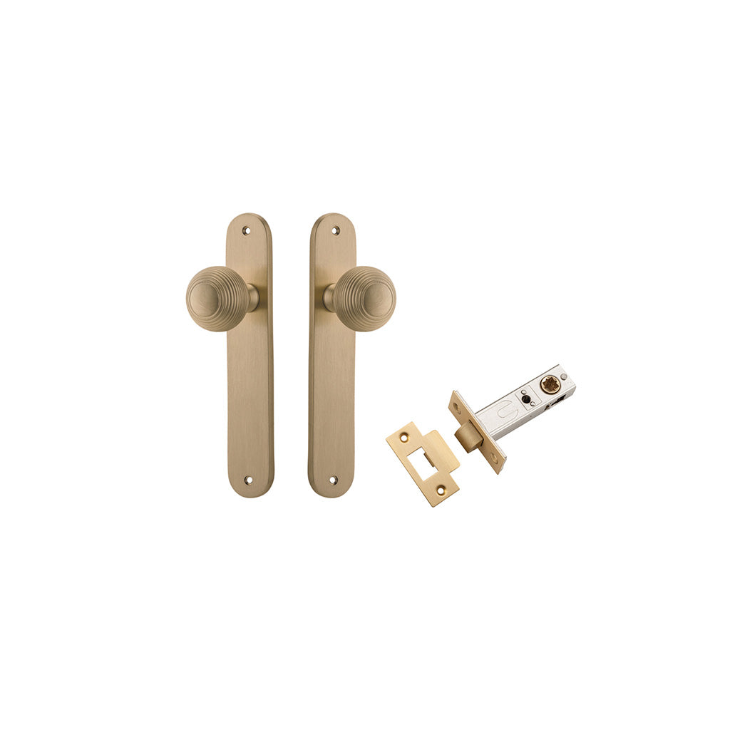 Guildford Knob - Oval Backplate Brushed Brass / Passage / Passage Kit