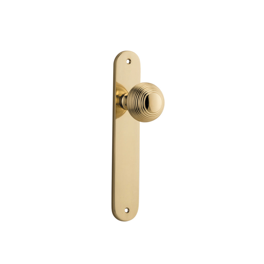 Guildford Knob - Oval Backplate Polished Brass / Passage / Lever Set Only