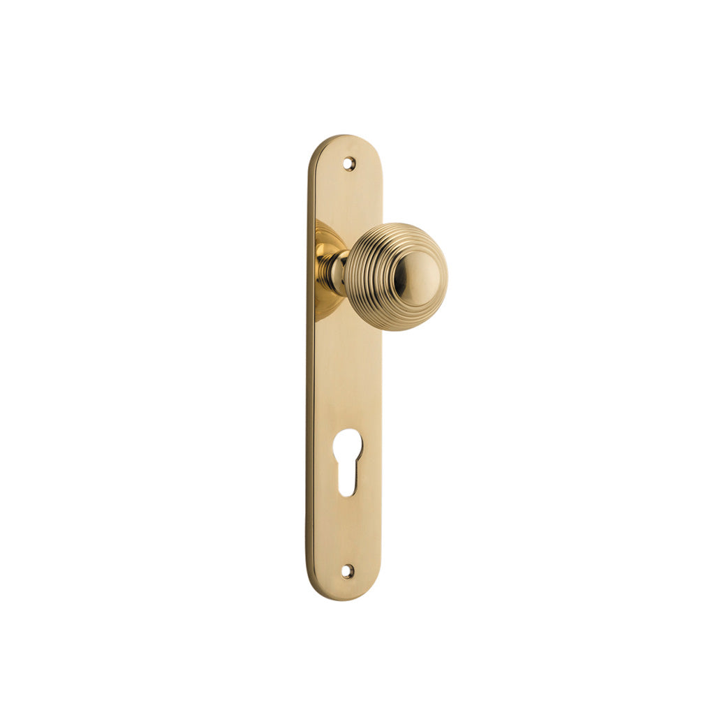 Guildford Knob - Oval Backplate Polished Brass / Entrance / Lever Set Only