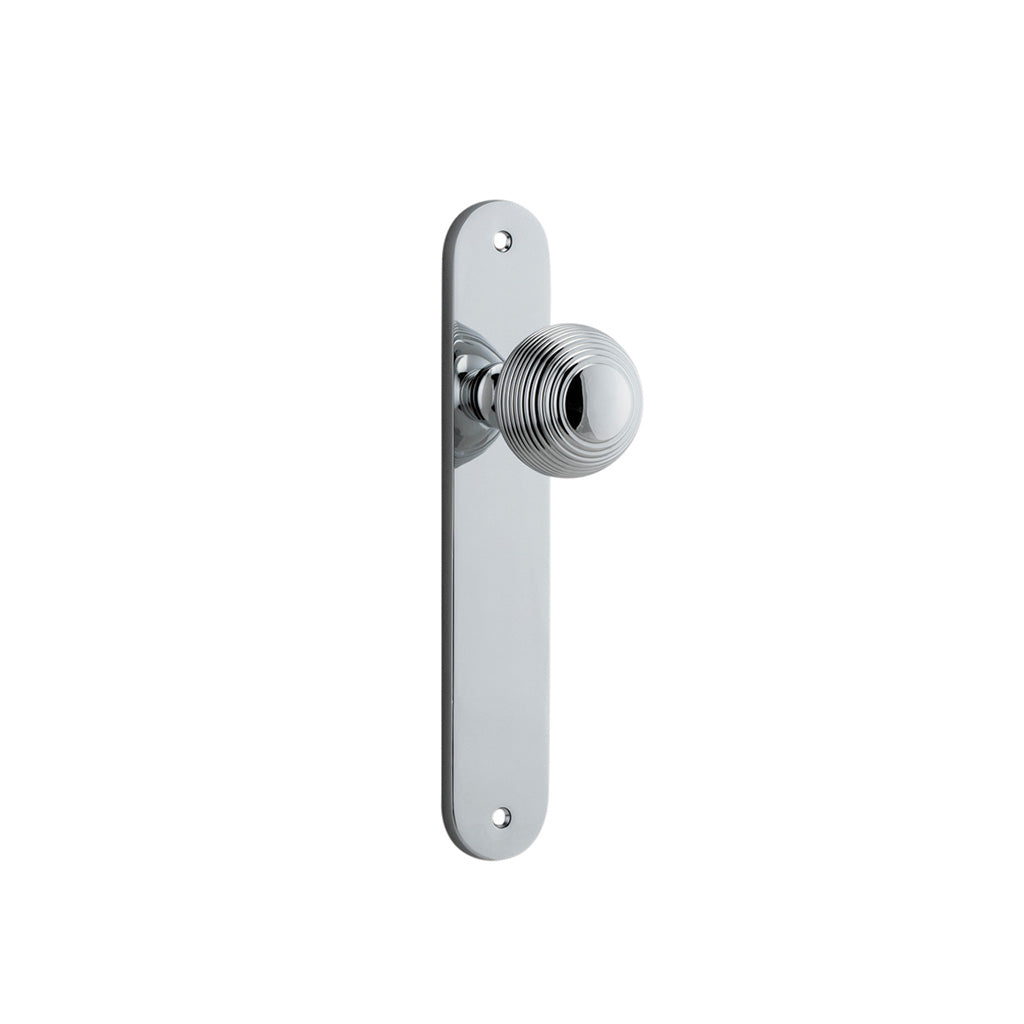Guildford Knob - Oval Backplate Polished Chrome / Passage / Lever Set Only